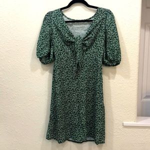 Shein green leaf pattern dress